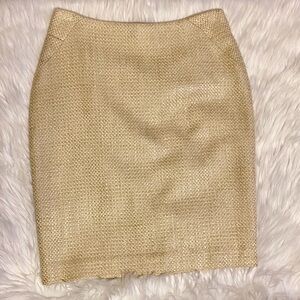 NWT ~ Ann Taylor Elegant Cream & Gold Pencil Skirt
